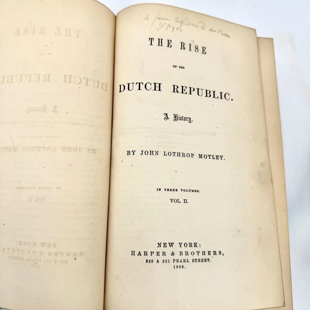 John Lothrop Motley‎ The Rise of the Dutch Republic 1858 3 Vol Half Calf Leather